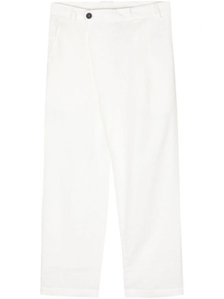 Lniane proste spodnie Isabel Benenato białe