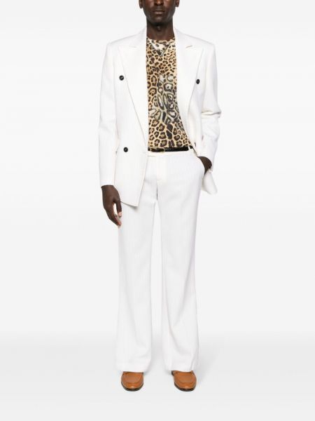 Spodnie wełniane Roberto Cavalli białe
