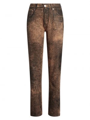 Коричневые прямые джинсы с потертостями Ralph Lauren Collection