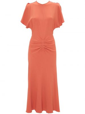 Midi obleka z draperijo Victoria Beckham oranžna