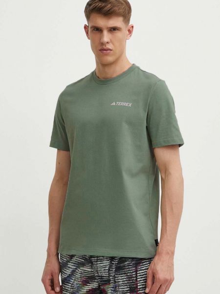 Koszulka z nadrukiem sportowa Adidas Terrex zielona