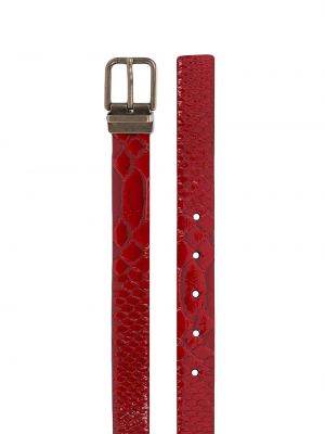 Cinturón de cuero de estampado de serpiente Dolce & Gabbana rojo