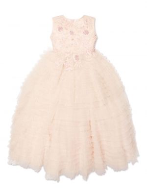 Vestito ricamato di tulle Maison Ava rosa