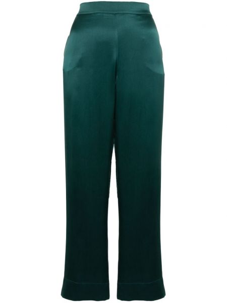Jedwabne proste spodnie Asceno zielone
