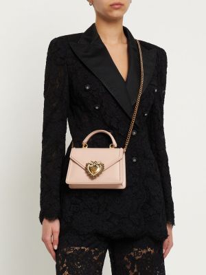 Kožená taška Dolce & Gabbana ružová