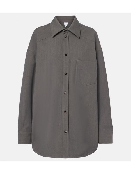 Oversized ull skjorte Bottega Veneta grå