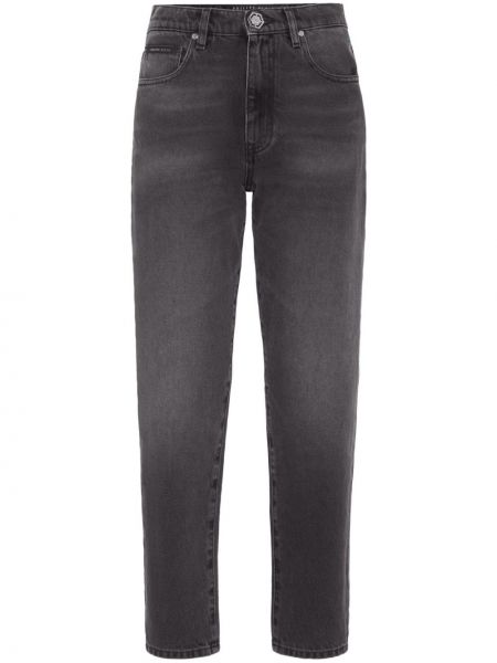 Straight fit džíny s vysokým pasem Philipp Plein šedé