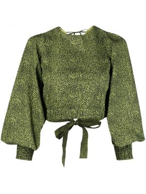 Bluză din bumbac cu imagine Gestuz verde