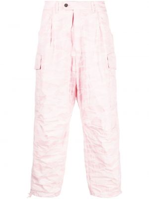 Pantaloni cargo din jacard cu model camuflaj Mackintosh roz