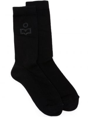 Bavlnené ponožky s výšivkou Isabel Marant čierna