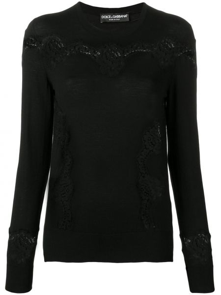 Jersey slim fit de tela jersey de encaje Dolce & Gabbana negro