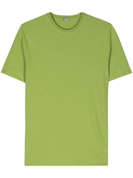 Bombažna majica z okroglim izrezom Zanone zelena