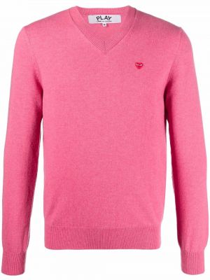 Sweter wełniany Comme Des Garcons Play różowy