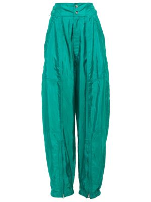 Jedwabne luźne spodnie z wysoką talią Isabel Marant - zielony