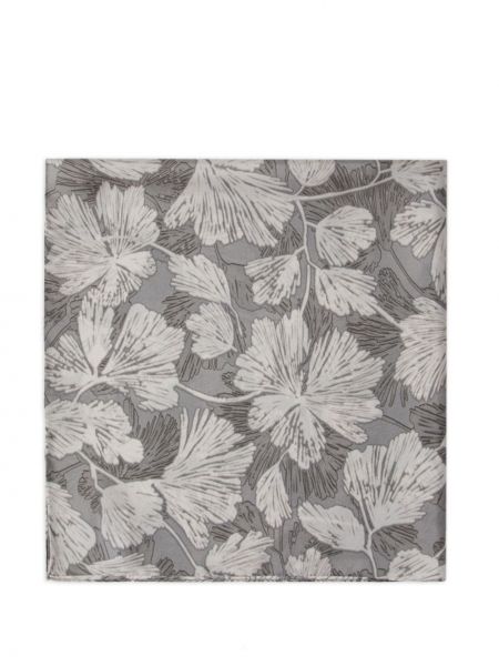 Echarpe en soie à fleurs à imprimé Brunello Cucinelli gris
