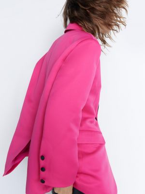 Атласный пиджак оверсайз Warehouse розовый