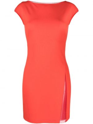 Bavlněné mini šaty s kulatým výstřihem Victor Glemaud - červená