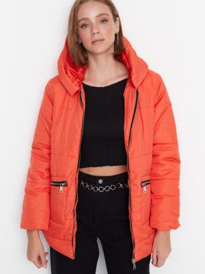 Palton cu glugă oversize Trendyol portocaliu