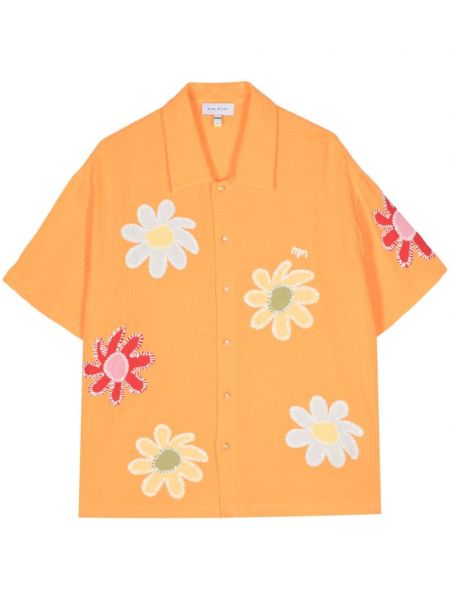 Bombažna srajca s cvetličnim vzorcem Mira Mikati oranžna