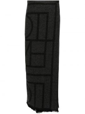 Długa spódnica wełniana żakardowa Toteme szara