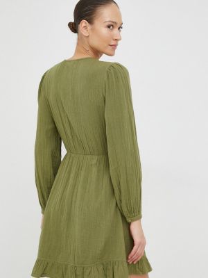Bavlněné mini šaty Roxy zelené