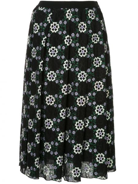 Falda con bordado de flores Giambattista Valli negro