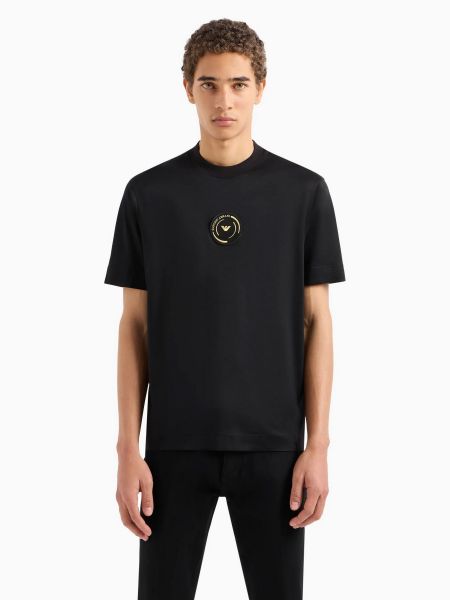 Бавовняна футболка з ліоцелу Emporio Armani чорна