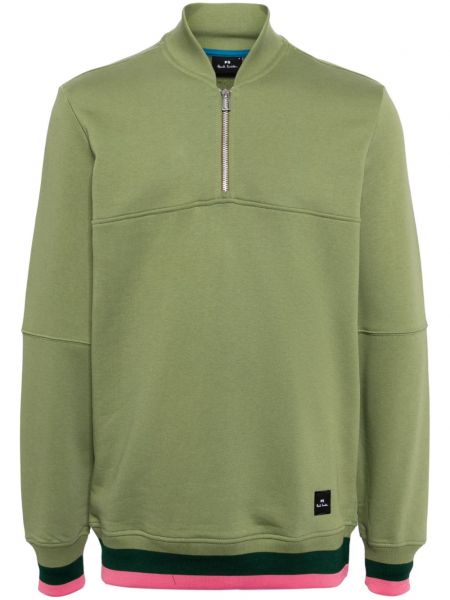 Kokvilnas džemperis ar rāvējslēdzēju Ps Paul Smith zaļš