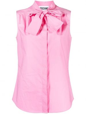 Риза с панделка без ръкави Moschino розово