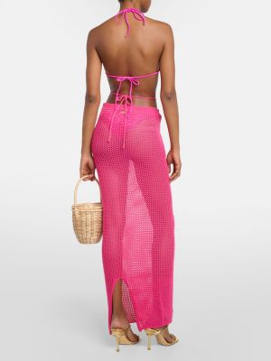 Maxi φούστα με διαφανεια Bananhot ροζ