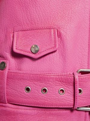 Kožená bunda s kožíškem Blumarine růžová