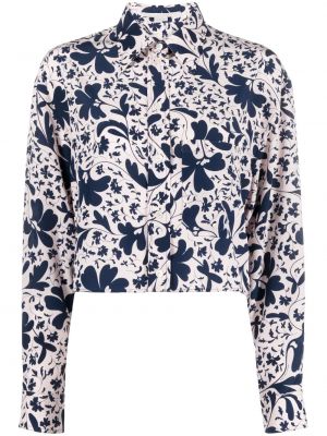 Копринена риза на цветя с принт Stella Mccartney синьо