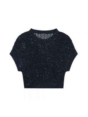 Sweter z cekinami Luisa Cerano niebieski