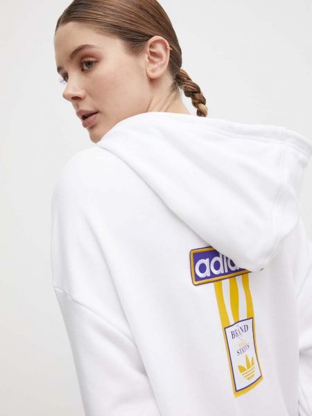 Pamučna hoodie s kapuljačom Adidas Originals bijela