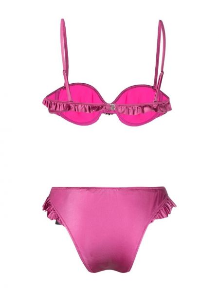 Bikini con apliques de cristal Alessandra Rich rosa