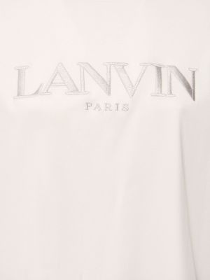Haftowana koszulka z dżerseju oversize Lanvin biała