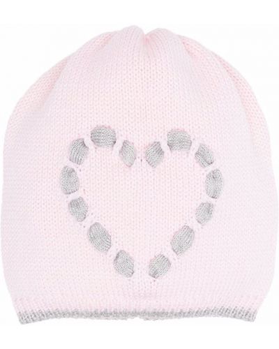 Strikket brodert cap for jenter Siola rosa