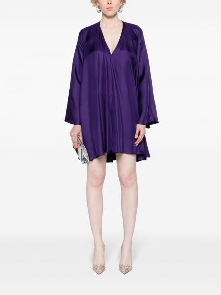 Hedvábné šaty s výstřihem do v Blanca Vita fialové