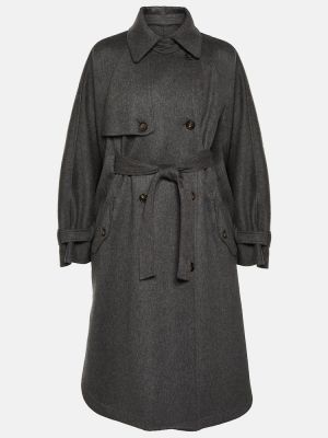 Kašmírový kabát Brunello Cucinelli sivá