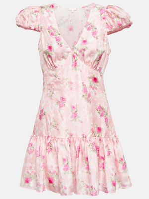 Шелковое платье мини в цветочек с принтом Loveshackfancy