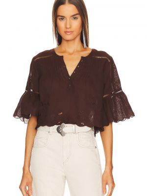 Блузка с вышивкой Tularosa коричневая