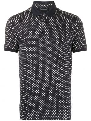 Prikket poloskjorte med print Emporio Armani blå