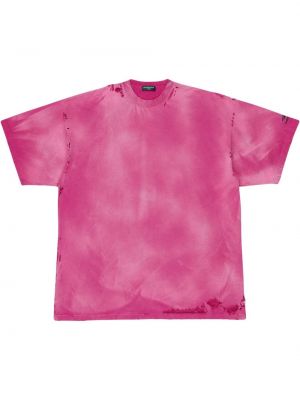 Памучна тениска с tie-dye ефект Balenciaga розово