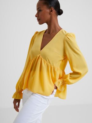 Блузка с v-образным вырезом из крепа French Connection желтая