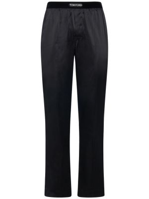 Pantalones de raso de seda Tom Ford negro