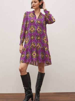 Фиолетовое многослойное мини-платье Bormida с принтом Emme by Marella