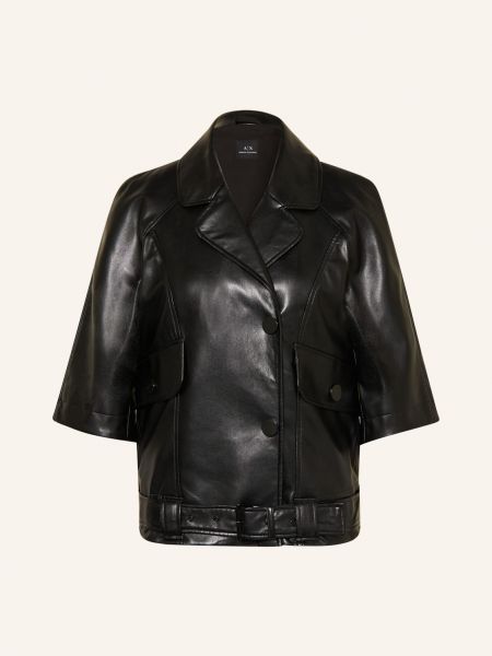 Kožená bunda Armani Exchange černá