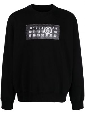 Sweatshirt aus baumwoll mit print Mm6 Maison Margiela schwarz