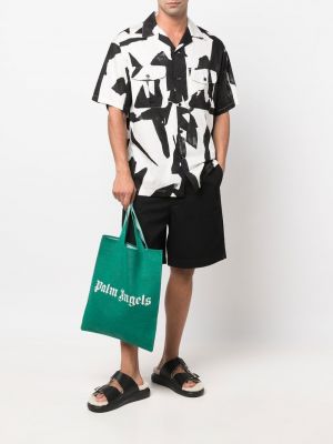 Shopper handtasche mit print Palm Angels grün