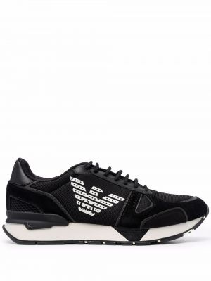 Sneakers με κορδόνια με σχέδιο με δαντέλα Emporio Armani μαύρο